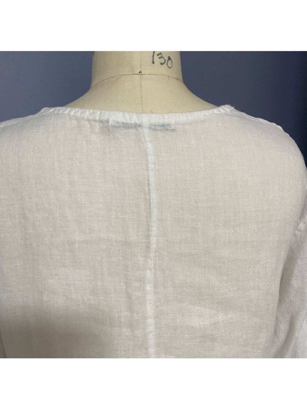 Christine Alexander Linen Boho Crochet Ruffle Bib Blouse Cream Women’s Top med - Picture 7 of 11